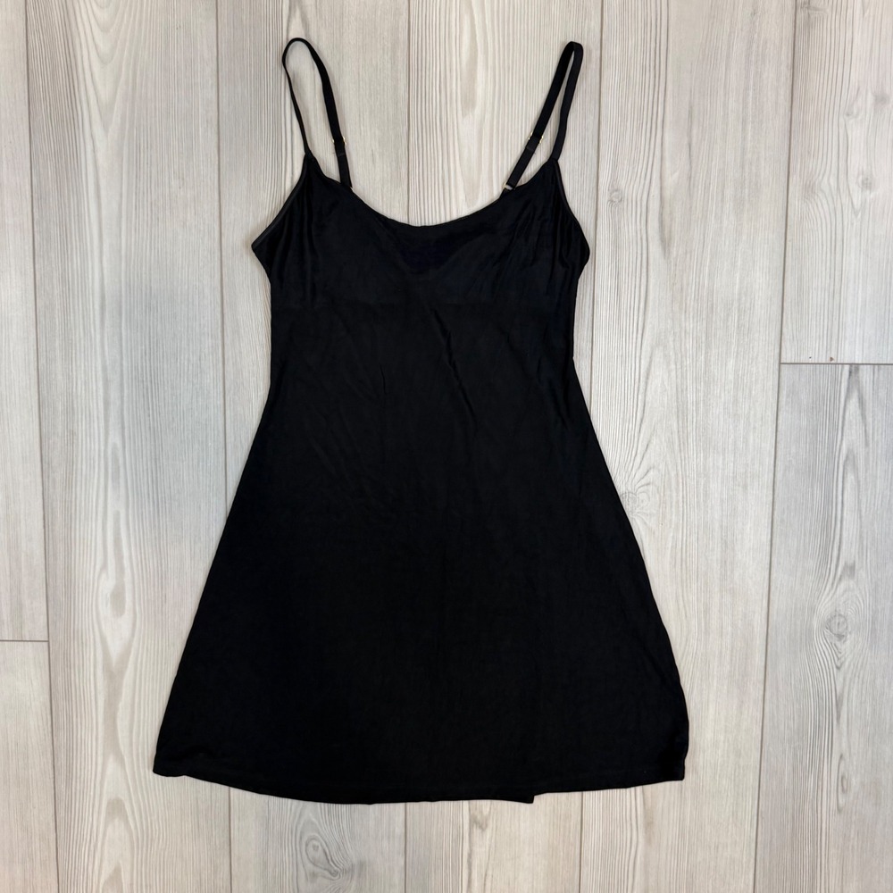 Vintage 1998 Victoria's Secret Black Slip Dress Mesh Shelf Bra Mini M 3378